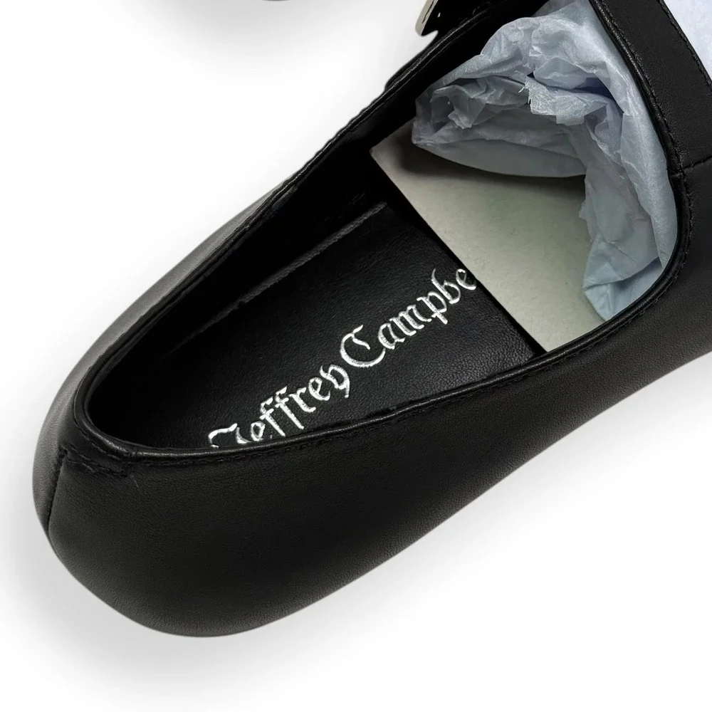 NIB Jeffrey Campbell Mary Jane Flats Anthropologie Black Leather Sz 8 Elise 2